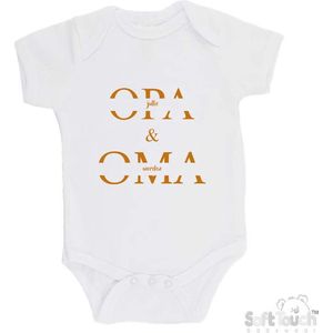 100% katoenen Romper ""Jullie worden opa & oma"" Unisex Katoen Wit/tan Maat 62/68