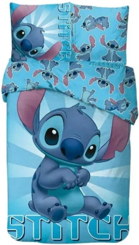 Lilo en Stitch - Dekbedovertrek - Blauw - Eenpersoons - 140 x 200 cm - kussensloop 65 x 65 cm - 100% Katoen
