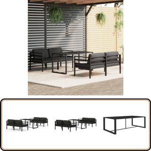 vidaXL 5-delige Aluminium Loungeset - Antraciet Loungestoel - Lounge Set - Aluminium Loungestoel - Buitendecoratie - Tuinmeubel