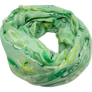 Lente en Zomer Sjaal - Scarf - Dames sjaal - Speciale editie in groen met schattige figuurtjes