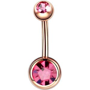 Navel Piercing - Rose Goud Met Steentjes