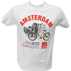 T-shirt Amsterdam bike - wit rood - maat S