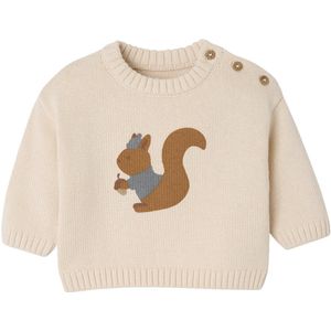 Trui - Ecru - Jacquard - Voor Pasgeborenen - Grote Dierenprint