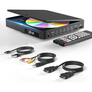 DVD speler met HDMI - DVD speler met HDMI aansluiting - DVD speler HDMI - DVD speler portable - Zwart - 0,28kg