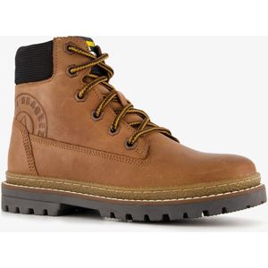 Braqeez leren jongens veterboots cognac - Maat 37
