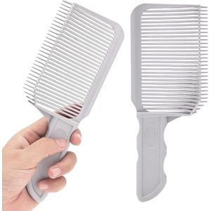 Opscheerkam - 2 Stuks - Fading Kam - Overloop Kam - Platte Top - Hittebestendig - Haarkam - Barbier Kam - Kapperskam - Opscheren - Knipkam - Vervagen Trimmen - Tondeusekam - Geschikt Voor Kappers En Haarstylisten - Grijs