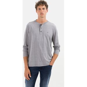 camel active Henley shirt met lange mouwen in duurzaam katoenmix - Maat menswear-M - Grijs