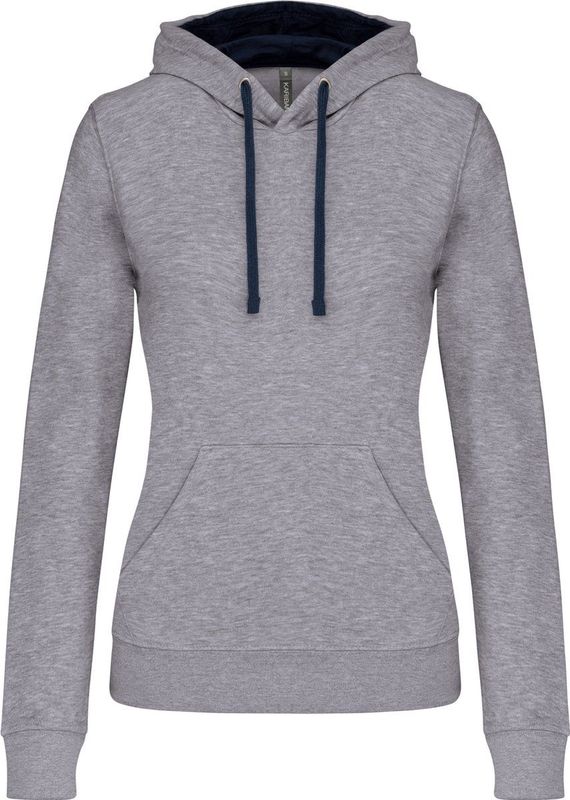 Kariban - K465 - Damessweater - Oxford Grey/Navy - Met Capuchon