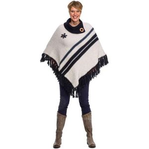 Poncho  Bobedela ecru/blauw m
