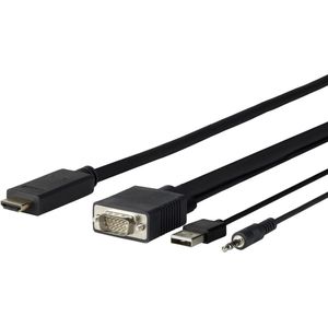 VivoLink Pro VGA + Audio to HDMI 5M VGA (D-Sub) + 3.5mm + USB A Zwart