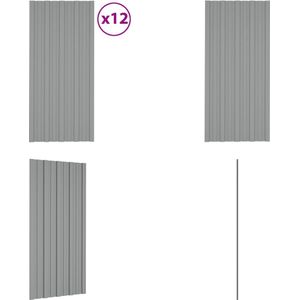 vidaXL Dakpanelen 12 st 100x45 cm gegalvaniseerd staal grijs - Dakpaneel - Dakpanelen - Dak Paneel - Dak Panelen