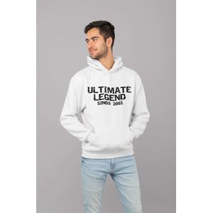 2001 Jaar Wit Hoodie heren - Maat S - Ultimate Legend - Verjaardag Cadeau Mannen - Limited Edition
