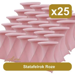 Statafelrok roze 80 cm per 25 - partytafel - tafelrok voor statafel - Statafelhoes - Bruiloft - Cocktailparty - Stretch Rok - Set van 25