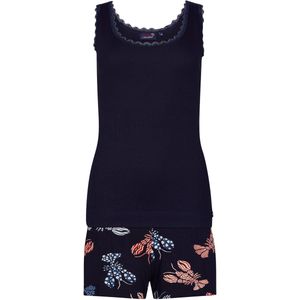 Dames Shortama Rebelle - Lobster Party - Bio Katoen - Blauw - Maat 38
