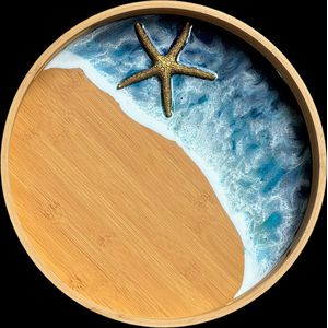 Bamboe dienblad met epoxy Zeester - ORGNL Art Design