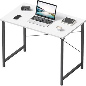 computerbureau, thuiskantoor, laptopbureau, bureau, modern, eenvoudige stijl, wit