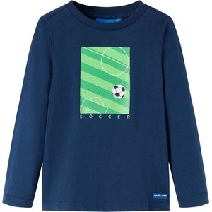 vidaXL-Kindershirt-met-lange-mouwen-voetbalveldprint-104-marineblauw