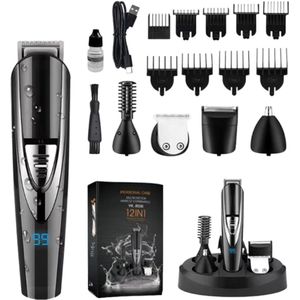 Nuvado 12 in 1 Scheerapparaat – Draadloos & Waterdicht – Met Oplaadstation & Opzetstukhouder - Met Trimmer - Nat en droog - Scheerapparaten - Tondeuse - Elektrisch shaver - Baardtrimmer