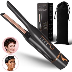 Frontalis® mini stijltang - oplaadbaar - dunne platen - met hoes en USB-kabel - draadloos stijltang - wireless hair straightener
