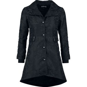 Gothicana zwarte mantel met korset en studs-kraag - Dames - XL