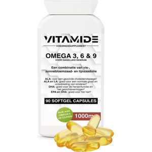 Vitamide Omega 3 6 9 Visolie Supplement - 90 Softgel Capsules voor 3 Maanden