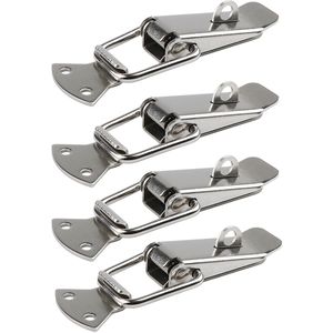 4-stuks roestvrijstalen slotgesp - Schakelslot - Industrieel hangslot - Gereedschapskistgesp - Gespvergrendeling - Met roestvrijstalen gesp - Voor koffers, kasten, houten kisten, gereedschapskisten, koffers - Zilver