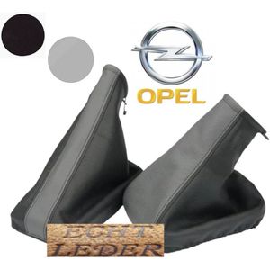 Echt Leder Pookhoes & Handremhoes Opel Combo C Bj 2001-2010 Zwart/Grijs