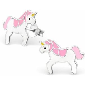 Fako Bijoux® - Kinderoorbellen - Eenhoorn - Unicorn - 14x10mm - Roze