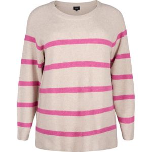 ZIZZI MSUNNY, L/S, STRIPE PULLOVER Dames Blouse - Dark Blue - Maat XL (54-56)