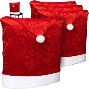 4x premium stoelhoezen - kerstdecoratie voor stoelen - beschermhoezen in kerstdesign - zitmeubelhoezen - stoelhoezen voor kerst - stoelhoezen