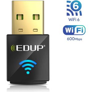 EDUP EP-AX600 - WiFi 6 USB Adapter - Dualband 2.4GHz & 5GHz - 600 Mbps - Plug & Play - Compatibel met Windows 7/10/11