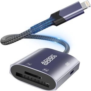 AdroitGoods Apple Lightning naar SD TF-kaartlezer - Lightning Adapter - Geheugenkaartlezer - Micro SD Adaper - SD Kaartlezer - Geschikt voor Apple & Lightning
