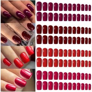 GUAPÀ® Plaknagels Rood Tinten | 96 stuks valse nagels | Press On Nails | Zelfklevende Plaknagels | Nepnagels | Kunstnagels | Compleet plaknagels starterspakket | Nagels Wraps | Nail Art | Winter Nagels | 96 stuks plaknagels Rood Tinten