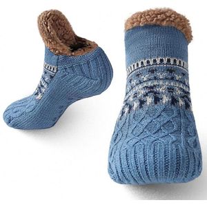 Warme binnensokken - Warme vloersokken - Warme herfst-/wintersokken - Sneeuwsokken, pantoffelsokken, tapijtsokken, loungesokken - Unisex - Antislip binnensokken - Lichtblauw - Geschikt voor maten 43-48