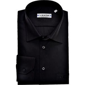 Ledub regular fit overhemd - zwart - Strijkvriendelijk - Boordmaat: 42