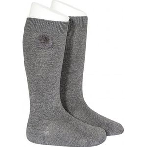 Condor kniekous met bonten pompon - crème - maat 3/6 maanden