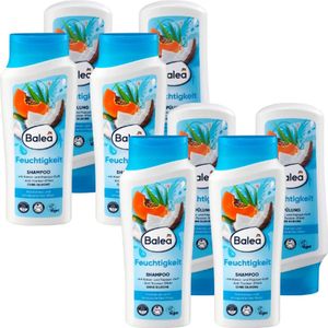 Balea 4x Shampoo + 4x Conditioner Vochtigheid - 8x 300 ml VOORDEELVERPAKKING - Shampoo en Conditioner voor Droog Haar | Siliconenvrij - Veganistisch - Kokos en Papaya