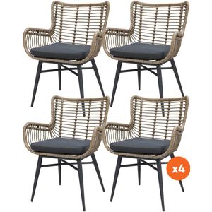 Set van 4 - Jasmine dining tuinstoel - Naturel