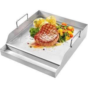 Universele Platte Grillplaat - 40,6 x 31,8 cm Roestvrij Staal voor Gasgrills en Camping