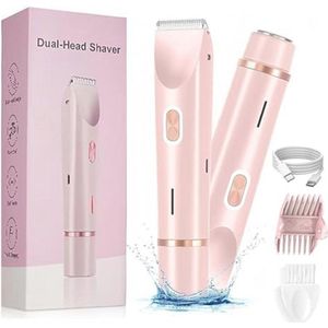 2-in-1 Lichaams- en Scheerapparaat voor Dames – Geschikt voor Benen, Armen, Oksels en Schaamhaar – Waterproof en USB Oplaadbaar