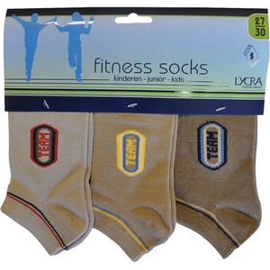 Jongens enkelkousen fitness fantasie team - 6 paar gekleurde sneaker sokken - maat 27/30