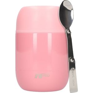 Thermos Voedselcontainer met Lepel - Thermoskan - Voedsel container voor noodles, soep, havermout, ijs, babyvoeding en meer! - Yoghurt beker to go - Thermosbeker voor het meenemen van eten - Licht Roze - 420ml