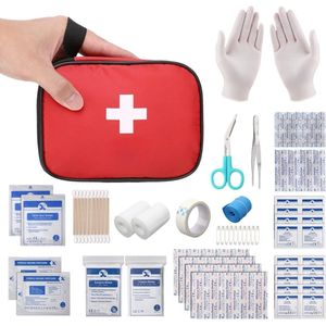 Goodivery® - First Aid Kit - Eerste Hulp Kit - EHBO Doos -Mini Reisapotheek - 90 stuks - 17x14x6cm - Rood