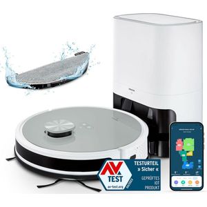 MEDION X21 SW - Robotstofzuiger met afvoerstation - Lasernavigatie - Vermogen 3000 Pa
