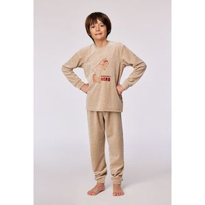 Woody Jongens-Heren pyjama beige - maat 176/16J