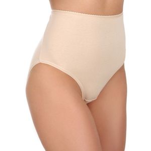 FUNNY DAY Dames Slip Laura – Beige – Maat M – Hoge Taille Maxi Slip van Katoen & Elastaan