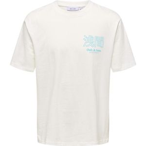 ONLY & SONS ONSMOUNTAIN LOGO RLX SS TEE CS Heren T-shirt - Cloud Dancer Mountain Logo Cloud