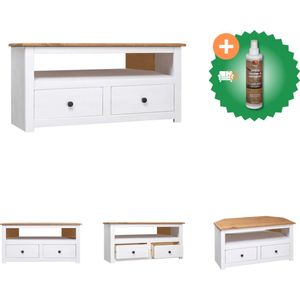 vidaXL Tv-hoekkast Panama Range 93x49x49 cm massief grenenhout wit - Kast - Inclusief Houtreiniger en verfrisser