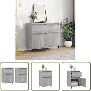 The Living Store Dressoir - Trendy - Opbergkast - 40 x 35 x 70 cm - Grijs Sonoma Eiken