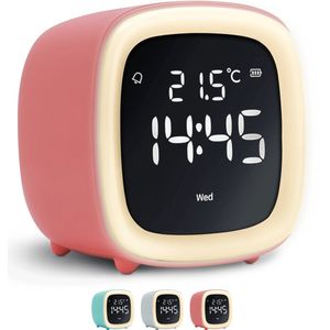 JustAnotherProduct AP18 - Oplaadbare digitale wekker met licht (3 standen) - Alarm klok met temperatuur (15.5°C tot 50°C) - 12/24h Alarm clock - Nachtlamp - Oranje